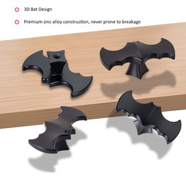 Lashow 6 Pack | Solid Gothic Dresser Drawer Knobs Black Bat-Shaped Drawer Pulls are Made of High-End Zinc Alloy,Heavy-Duty, 2.5-in Overall Length.