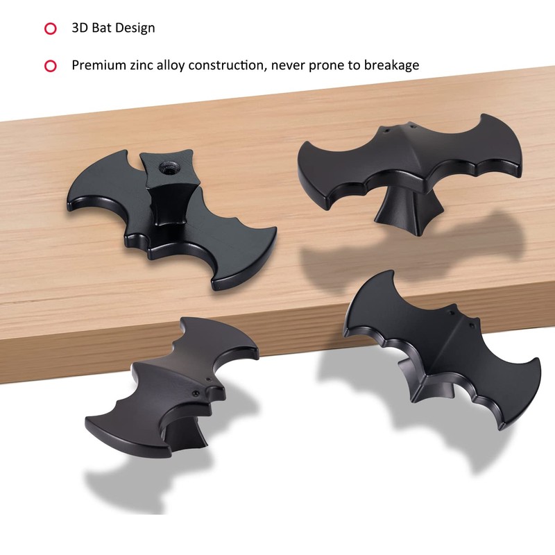 Lashow 6 Pack | Solid Gothic Dresser Drawer Knobs Black