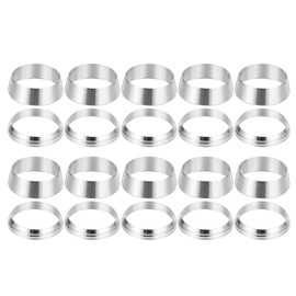 PATIKIL 16mm Tube OD 304 Stainless Steel Compression Tube Fitting Sleeve, 5 Pack Double Ferrule Ring Tubing Fitting Assortment Kit, Silver