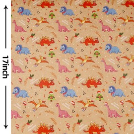 RayofSun christmas wrapping paper Dinosaurs gift wrapping paper rolls,kraft gift wrapping paper for people Make the gift more exquisite for celebrating Christmas (1PC:17 in x 32ft)