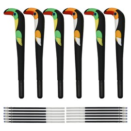 Maydahui Cute Bird Parrot Ballpoint Pen, Set of 6, Black Ink, 0.02 inch (0.5 mm), Stylish, Animal, Gel Ballpoint Pen, Cute, Stationery, Writing, Kids, Students, Office, Gift