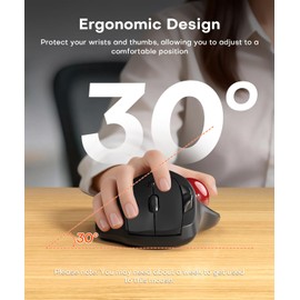 Omikamo Ergonomic Wireless Trackball Mouse, Bluetooth & 2.4G, Red