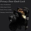 Probrico Black Privacy Door Knobs, Bathroom/Bedroom Square Door Knobs with