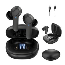 Qvoyar Translation Earbuds in Real Time, Language Translator Earbuds,Two-Way 3 in 1 Translator Pods with 144 Languages Accents Real Time for iOS and Android, for Travel Business (Black)