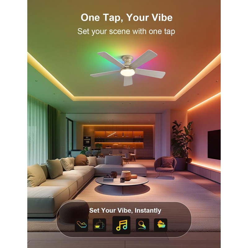 Homlit 42 inch RGB Ceiling Fan with Light, Voice &