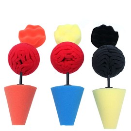 ANCLLO 9pcs Sponge Foam Cone Shape Metal Polishing Pad Wool Buffing Pads for Wheels Hub