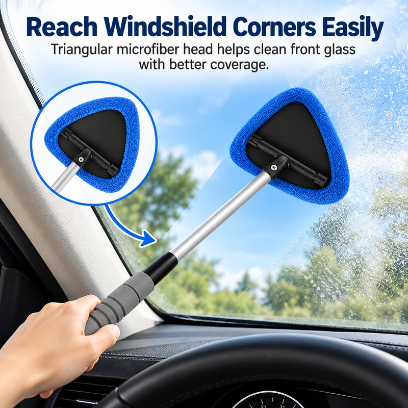 Telescopic Car Window Cleaner for Windshields – Microfiber Glass Cleaning