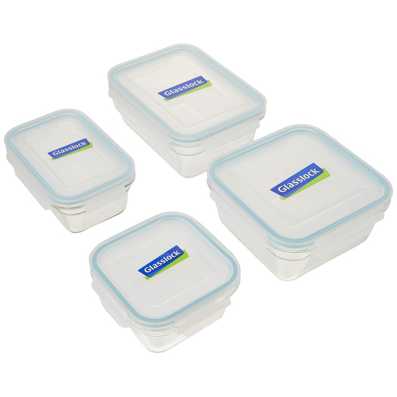 Glasslock 2 Rectangle and 2 Square Assorted Oven Safe Container