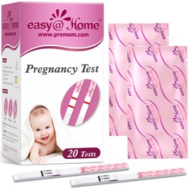 Easy@Home Pregnancy Test Strips: 20 Bulk Pregnancy Strips, Early Detection hCG Test Kit - Pruebas de Embarazo, Powered by Premom APP | 20 Pack