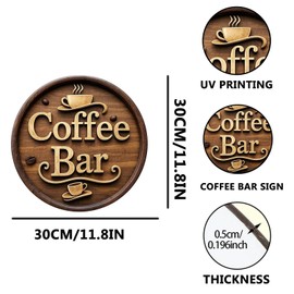Wooden Coffee Bar Sign Decor - Vintage Wall Decor & Coffees Station Accessories for Kitchen, Home, Office, Cafe - Housewarming Gift (Coffee Bar Sign)