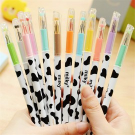 Pack of 12 Colors Kawaii Cow Design Gel Pen for Office School Home Travel Gift for Friends and students (12)