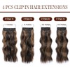 Hair Extensions Clip in 4PCS Dark Brown Mix Highlights 20Inch
