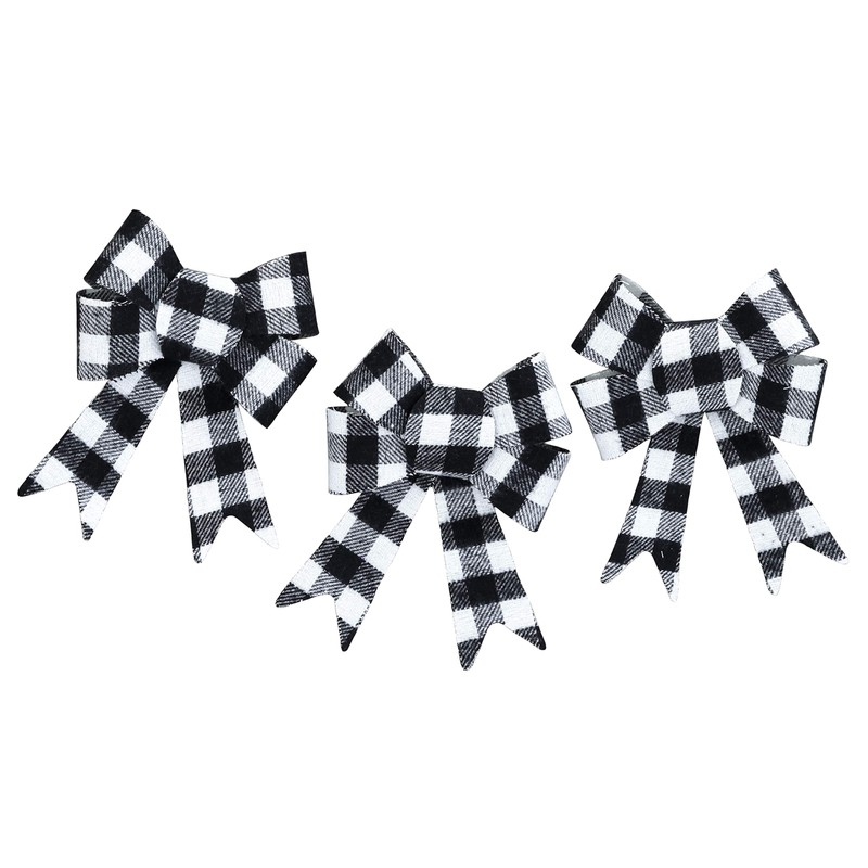 Iconikal Decorative Bows, 5 x 7 inches (White Buffalo Plaid)