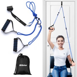 Bilbear Shoulder Trainer Pulley for Physiotherapy at Home, Shoulder Physiotherapy Pulley for Rehabilitation, Over the Door Pulley System for Arm Rehabilitation Exercises (Blue)