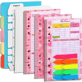 Toplive 2024 Budget Planner Refill,Colorful Monthly Weekly Planner, Expense Budget Sheets Money Cash Envelopes,Divider,Ruler and Stickers for A6 Financial Budget Binder (Cute Heart Chart)