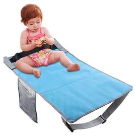 Kids Airplane Foot Pedal Portable Folding Universal Fit Adjustable Children Airplane Seat Extender Blue