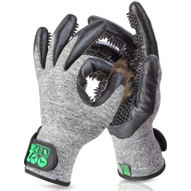 Dr. Zoo Professional grooming gloves; for any pet with short, medium and long hair; can be used as a dog/cat/horse brush or curry comb; grooming glove for removing cat/dog hair