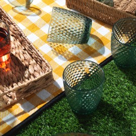 Cambridge CM07654GEU7 Plastic Tumbler Glasses - 4 Piece Water Drinking Cups, 340ml, BPA Free, Fete Green Diamond Effect, Easy Clean for Picnics, Camping, Caravans, Children's Parties, Outdoor Dining