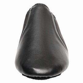 Black Slip-on Jazz Shoes Elastic Leather Sole Dance for Men Womens (12.5W / 11.5M)