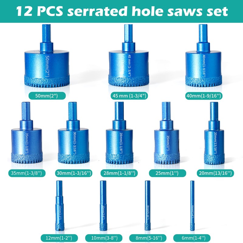 NouraVita 12 PCS Diamond Hole Saw Kit, Drill Bits kit