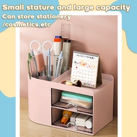Desk Organizer, Desk Organizers and Accessories, Desk Storage Box, Vanity Organizer, Cosmetic Storage Organizer, Makeup Organizer, Mini Desk Storage for Office Supplies (pink)