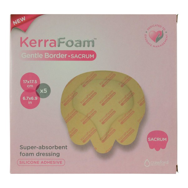 KerraFoam Small Sacral Gentle Border Foam Dressing for Wound Care (CWL1023) - Aids Wound Healing by Absorbing and retaining Drainage While Being Gentle on The Surrounding Skin. (Box of 5)