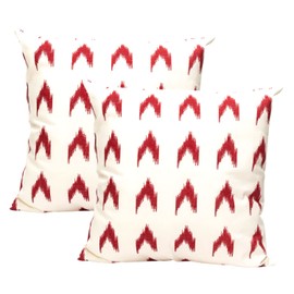 TRESMESTRES Chic, Casual and Modern Cushion Covers for the Bed - Mediterranean, Colourful, Ikat - Decorative Cushion Covers Set of 2 - Cushion Covers 60 x 60 cm - Red