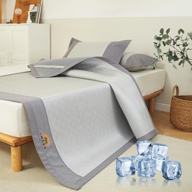 Cooling Mattress Pad King Size for Hot Sleeper, Ultra Cold Tech Fiber Mattress Protector Cover, Stretches up 18'' Deep Pocket, Noiseless Smooth Cooling Mattress Topper(Silver Gray)