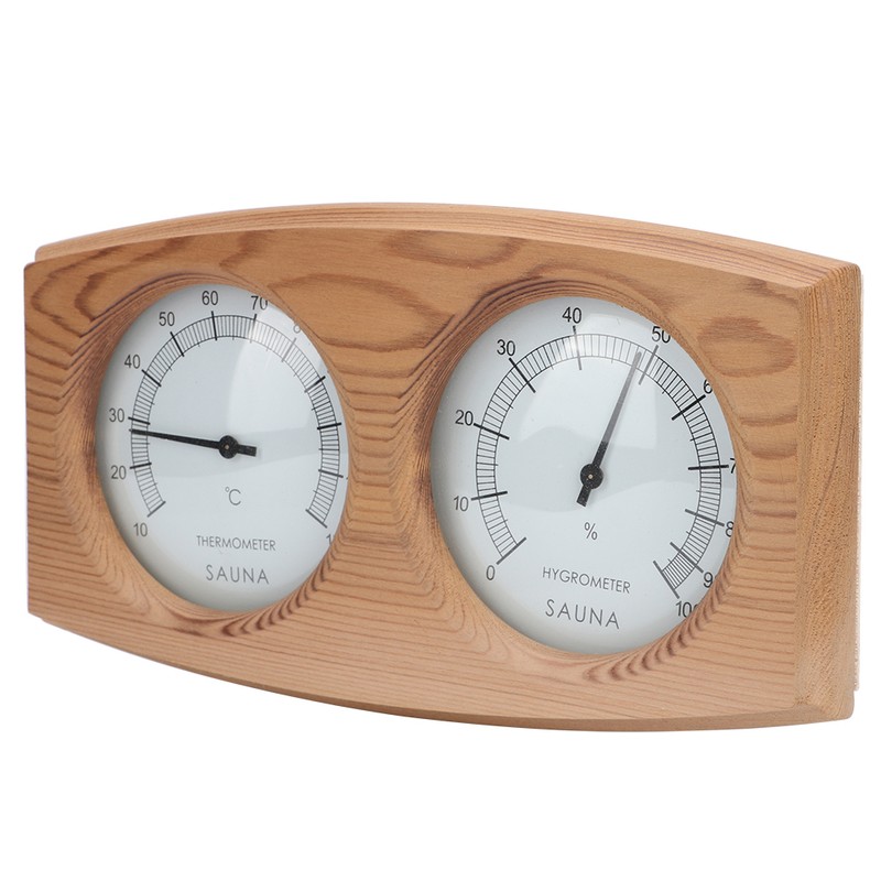 2 In-1 Wood Thermo Hygrometer Thermometer Hygrometer Sauna Room Steam