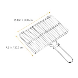 Stainless Steel Grilling Grill Basket: Heavy Duty Fish Grilling Rack with Handle Portable Camping Barbecue Griddle Rack Nonstick for Campfire