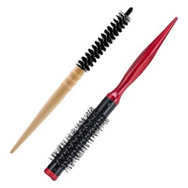 2PCS Small Round Hair Brush,Small Round Brushes for Blow Drying,Portable Thin Hair Brush,Natural Wood Handle,Anti-static,for Men Women Straightening,Curling,Short Hair,Thin Hair