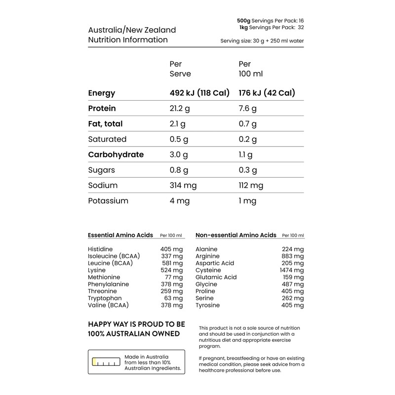Happy Way Pea Protein Powder 500g - Vanilla