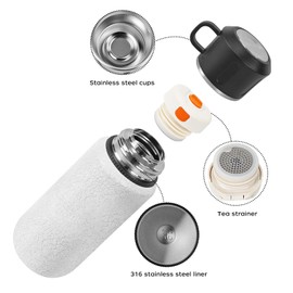 Insulated Stainless Steel Water Bottle, 27oz/800ml Sports Water bottles with Double Walled and Vacuum Insulated Metal for Travel, School, and Gym (White)