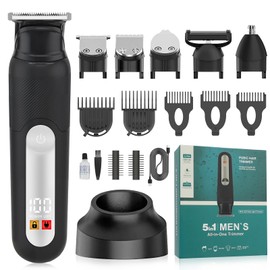 SUNNOW Electric 5-in-1 Body Hair Trimmer - Groin Trimmer for Men -Beard Trimmer for Men - Wet/Dry Shaver Groomer, Waterproof with LED Light, Gifts for Husband Father