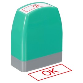 PATIKIL OK Notice Stamp Self Inking, Red Ink Office Stamps Pre Inked Message Stamp Refillable Business Stamp, Green