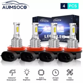 AUIMSOCO For Dodge Grand Caravan 2011-2017 White 2 Pairs H11+H11 LED Headlight Bulbs Kit