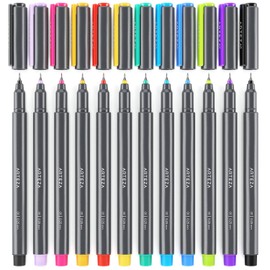 ARTEZA Micro-Line Ink Pens, Set of 12 Colorful Size 01 (0.25-mm) Fineliners, Archival Ink, Quick-Dry and Smear-Proof, Art Supplies for Artists, Illustrators, and Fine Media Artists