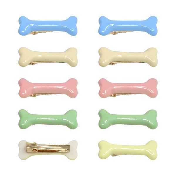 yueton 10PCS Cute Candy Colors Dog Bone Hair Clips, Artificial Dog Bone Hairpins, Alligator Barrettes, Halloween Hair Accessories