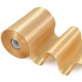 TONIFUL 4 Inch Wide Gold Solid Satin Ribbon 22yd Fabric Large Ribbon for Wedding Car Cutting Ceremony Grand Opening Chair Sashes Table Bows Floral Sewing Craft Gift Wrapping Party Decoration