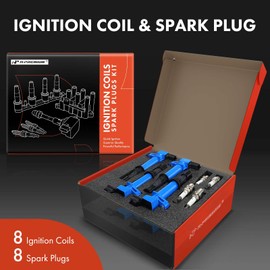 A-Premium (Blue) Set of 16 Ignition Coil Pack and Iridium Spark Plugs Compatible with Jeep Grand Cherokee 2002-2004 & Dodge Dakota 2005-2007, 4.7L, Replace# 56028138AB, 56028138