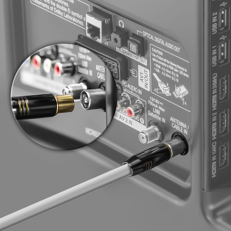 Deleycon TV Cable - Straight Plug / Socket 90° -