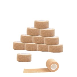 YINKE 自己粘着性 包帯 不織布凝集 柔軟な包帯 伸縮性 通気性 弾性 多機能 家庭用 自着性包帯セット（2.5cm*4.5m*肌色 12巻入）