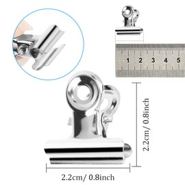 Bulldog Paper Clips Silver, Pack of 50 Metal Hinge Clips, 22 mm Metal Clips, Clips for Photos, Kitchen at Home, Office Furniture and Office Supplies (Silver)