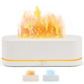 300ml Fireplace Fire Flame Aromatherapy Diffuser with Two Colors Changing, Ultrasonic Cool Mist Flame Scent Aroma Essential Oil Diffuser Humidifier for Room Office Home(Waterless Auto Off)