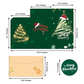 DUGUTUL Christmas Money Card Holder Set - 24 Luxurious Folded Cards with Envelopes, Exquisite Designs for a Festive Gifting Experience (A)