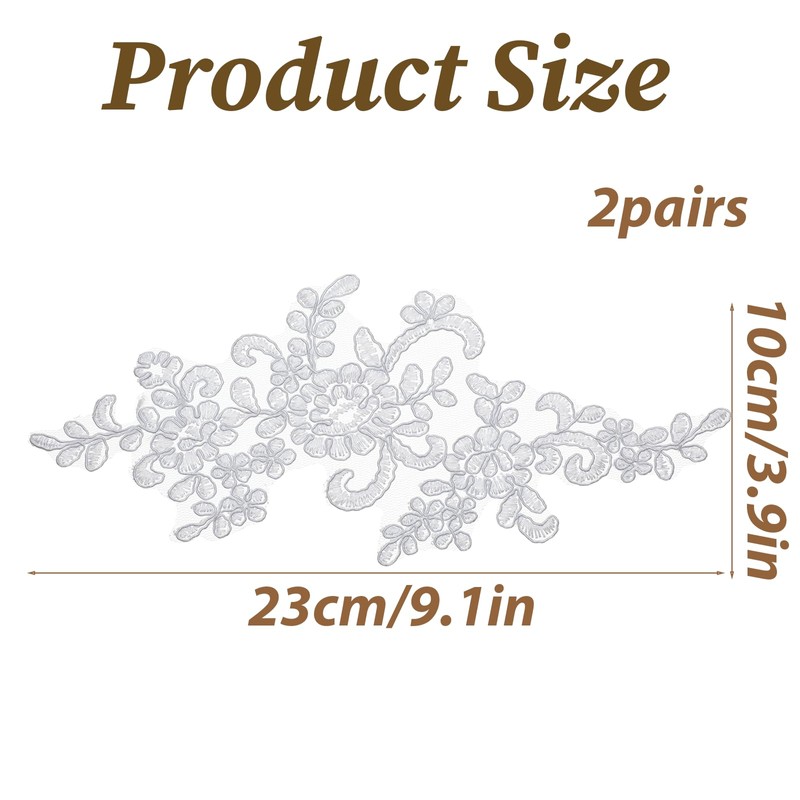 4 Pcs Lace Embroidery Patches, White Lace Applique
