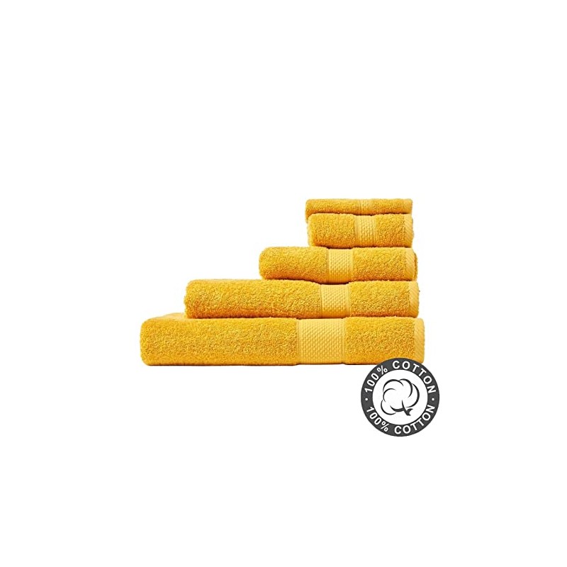 HOMESCAPES Ochre Yellow Turkish Cotton Bath Towel Super Soft Thick