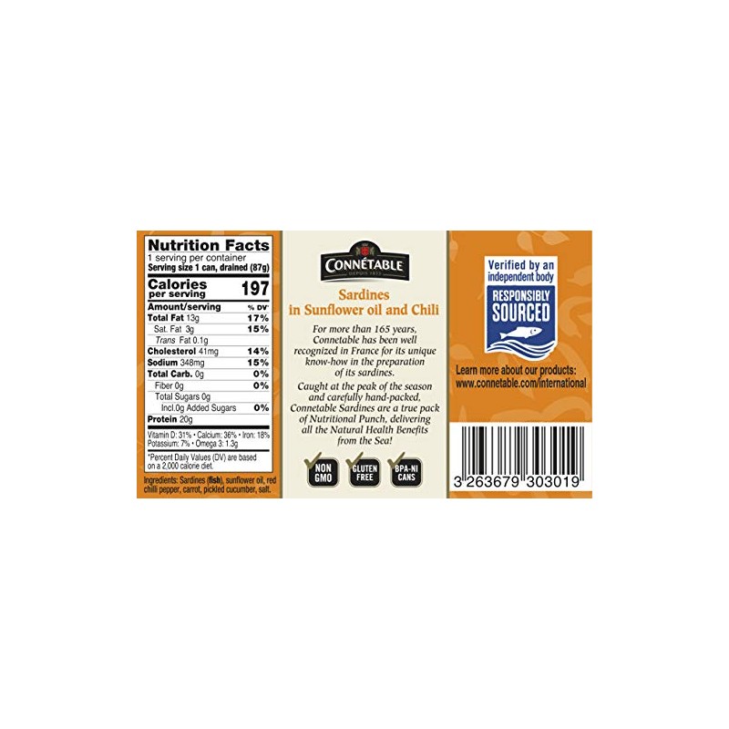 Sardines | Connetable | Sardines in Sunflower oil and Chili