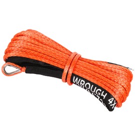 WROUGH 1/4" Synthetic Winch Rope, 1/4 in x 50 Ft 10,000LBs Strength ATV Winch Rope Line with Protecting Sleeve and Thimble, Suitable for ATV, SUV, Vehicle (Orange)