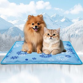 AOSUYOU Dog Cooling Mat Breathable Self Cooling Mat for Dogs Cats Foldable Pet Cooling Mat Indoor Outdoor Summer Use (18.8x29.5 in, Snowflake)